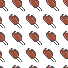 Ice cream seamless pattern. Cartoon style food vector illustration.