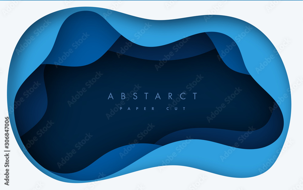 Aufkleber vector background with deep blue color paper cut shapes. 3d abstract paper art style, design layout 