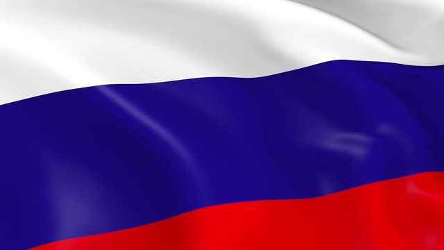 Photo realistic slow motion 4KHD flag of the Russia waving in the wind.  Seamless loop animation with highly detailed fabric texture in 4K resolution.