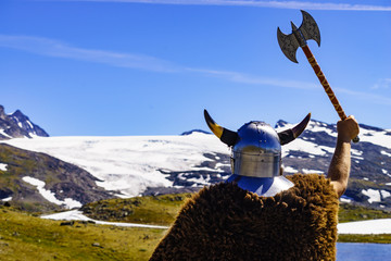 Viking warrior in mountain nature, Norway