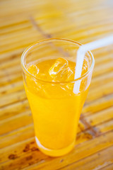Glass water drink cool with tube on table
