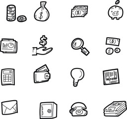 The doodle finance icon set.