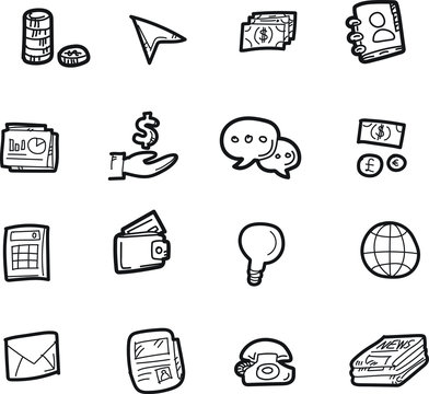 The doodle finance icon set.