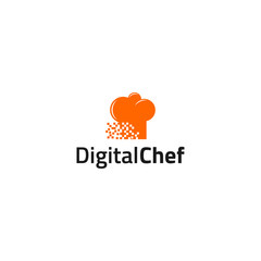Obraz premium Chef Hat Technology Logo Design Template