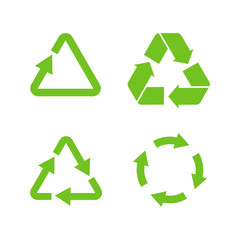 Obraz premium Recycle icon vector on white background. Green logo with arrow