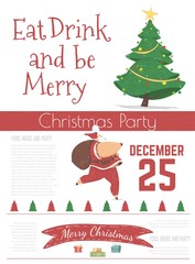 Christmas Celebration Party a Cartoon Vector Banner
