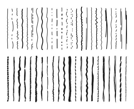 Sketch Lines. Pencil Marker Textured Doodle Freehand Line Strokes Chalk Scribble Black Ink Line Isolated Vector Set. Illustration Scribble Ink, Freehand Marker Doodle, Paint Stroke