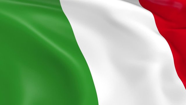 Photo realistic slow motion 4KHD flag of the Italy waving in the wind.  Seamless loop animation with highly detailed fabric texture in 4K resolution.