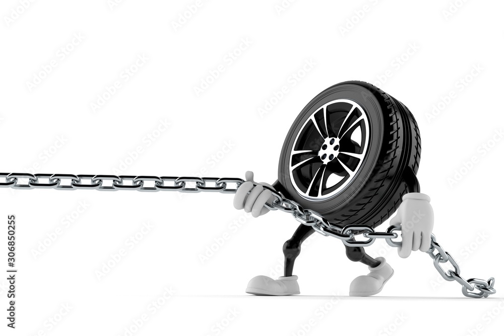 Canvas Prints car wheel character pulling chain