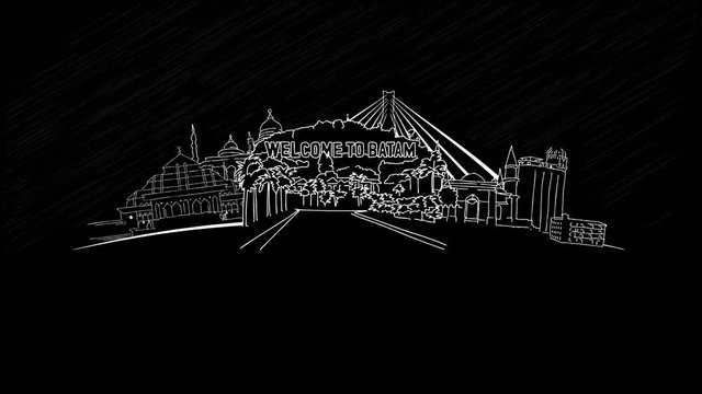 Batam Indonesia chalk drawing on blackboard