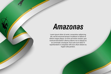 Waving ribbon or banner with flag Department of Colombia