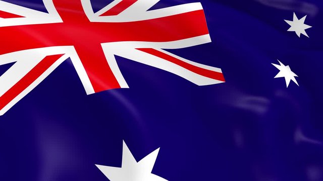 Photo realistic slow motion 4KHD flag of the Australia waving in the wind.  Seamless loop animation with highly detailed fabric texture in 4K resolution.