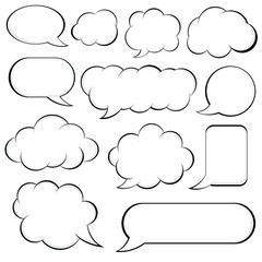Set of retro empty comic speech bubbles