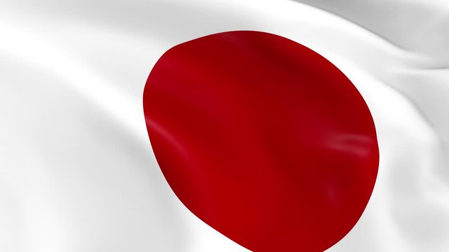 Photo realistic slow motion 4KHD flag of the Japan waving in the wind.  Seamless loop animation with highly detailed fabric texture in 4K resolution.