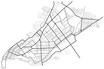 Samara city map - town streets on the plan. Map of the  scheme of road. Urban environment, architectural background. Vector  - obrazy, fototapety, plakaty