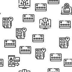 Carder Hacker Seamless Pattern Vector Thin Line. Illustrations