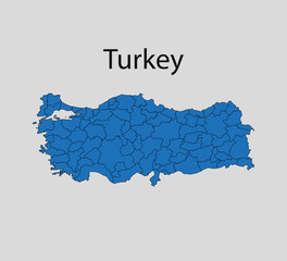 Turkey map, states border map. Vector illustration.