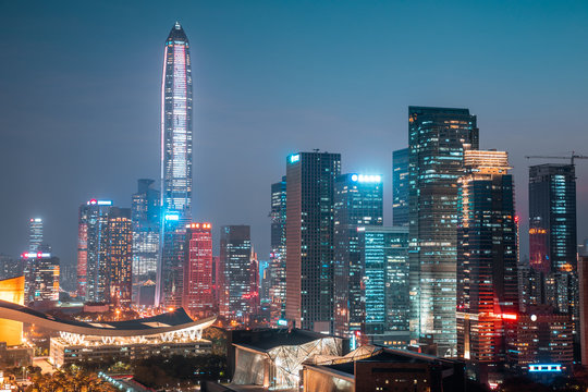 Night City View Of Shenzhen, China