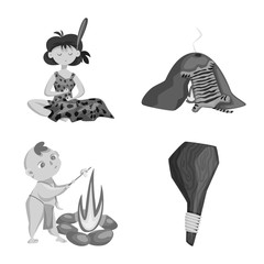 Vector design of survival and history sign. Set of survival and prehistory vector icon for stock.