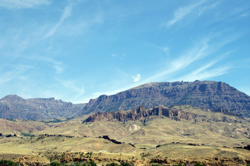 landscape with mountains and blue sky