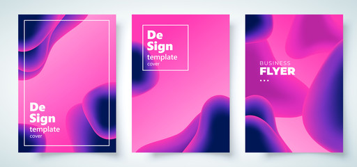 Flyer set liquid abstract design template cover