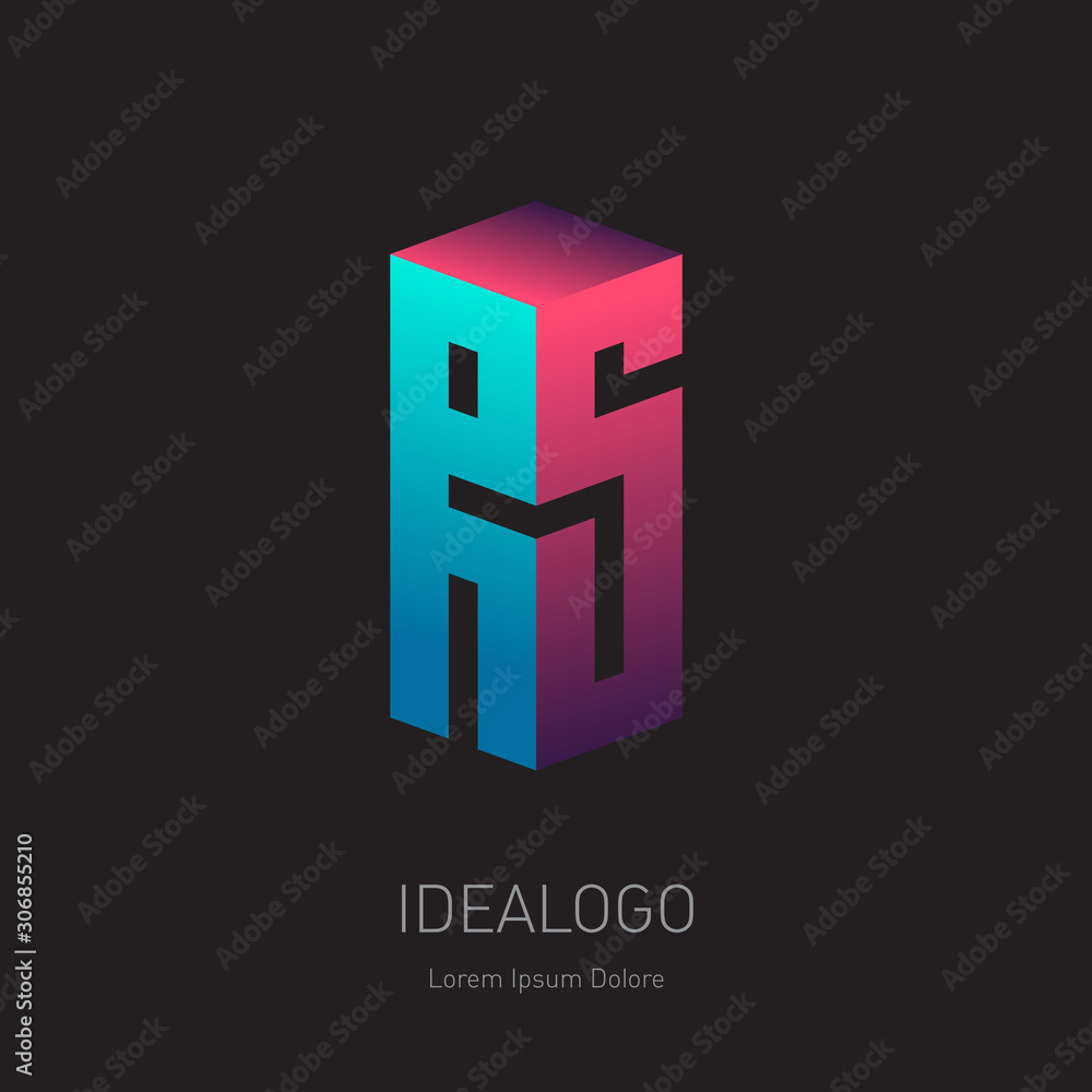 Poster rs - initials or logo. vector design element or 3d icon. s and r - monogram or logotype.