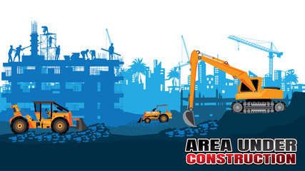 	 Construction silhouette vector background.	