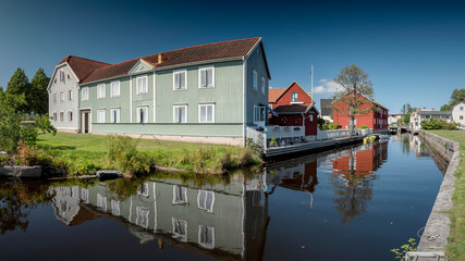 Obraz premium Karlshamn Riverside Houses Panorama