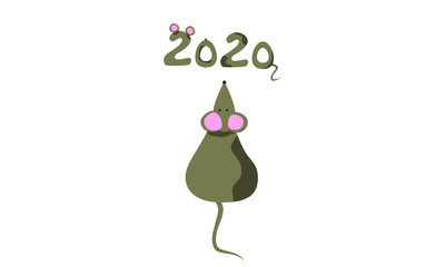 the symbol of 2020 is a mouse.stylized numbers of the new year. cute Christmas flat illustration. use it on postcards, t-shirts, bags, on your website, blog-anywhere. enjoy the holidays.