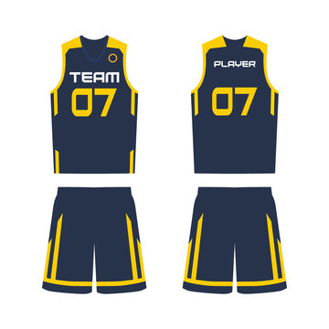 Basketball Jersey, Shorts, Template For Basketball Club. Front And Back View Sport Uniform.