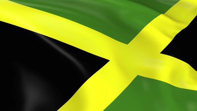 Photo realistic slow motion 4KHD flag of the Jamaica waving in the wind.  Seamless loop animation with highly detailed fabric texture in 4K resolution.
