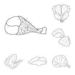 Isolated object of food and grilled logo. Set of food and bird stock symbol for web.