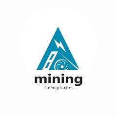 Mining logo crypto  graphic card and mountain pick