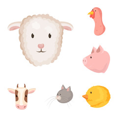 Isolated object of farm and head logo. Collection of farm and homemade stock vector illustration.