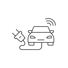 electric car - minimal line web icon. simple vector illustration. concept for infographic, website or app.