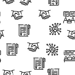 Contract Seamless Pattern Vector Thin Line. Illustrations