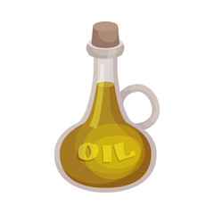 Glass Decanter of Olive Oil with Wooden Bottle Cap Vector Item