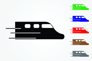 Running train with speed icon using colors on white background vector illustration for railway industry