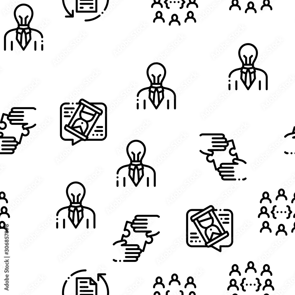 Poster contract seamless pattern vector thin line. illustrations