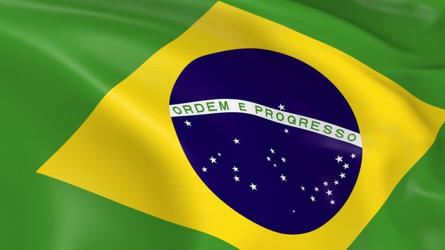 Photo realistic slow motion 4KHD flag of the Brazil waving in the wind.  Seamless loop animation with highly detailed fabric texture in 4K resolution.
