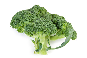 Whole fresh broccoli on a white background