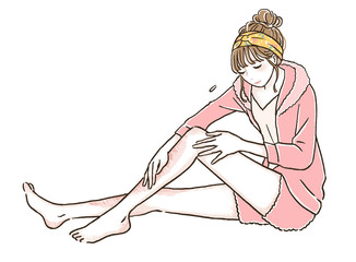 乾燥で肌荒れしている女性