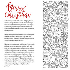 Fototapeta na wymiar Merry Christmas greeting card, Xmas and New Year line icons