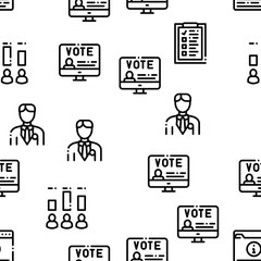 Voting And Election Seamless Pattern Vector Thin Line. Illustrations