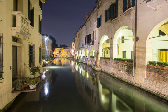 Treviso Italy on January 21, 2019: Cityscape at twilight.
