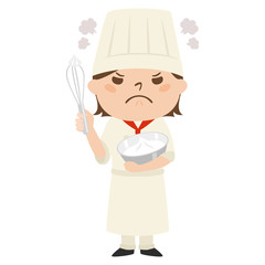 職種のイラスト。女性のパティシエ。怒っている女性。