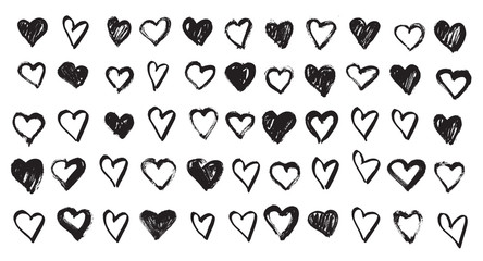 Big set grunge hearts. Valentine's day.