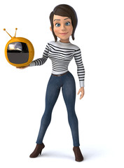 Fun 3D cartoon casual character woman