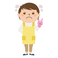 職種のイラスト。男性の保育士。怒っている男性。