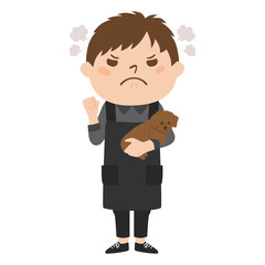 職種のイラスト。男性のトリマー。怒っている男性。